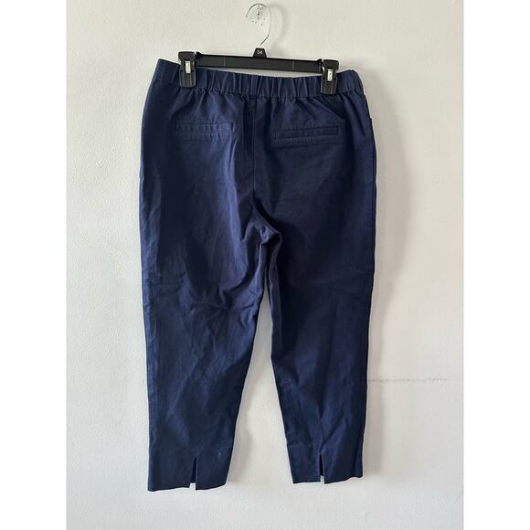 Isaac Mizrahi Live Pants Women's 12 Navy 24/7 Stretch Crop Back Slit Pull On - Picture 6 of 9